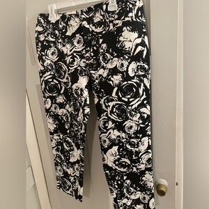 Lord & Taylor Black and White Floral Pants